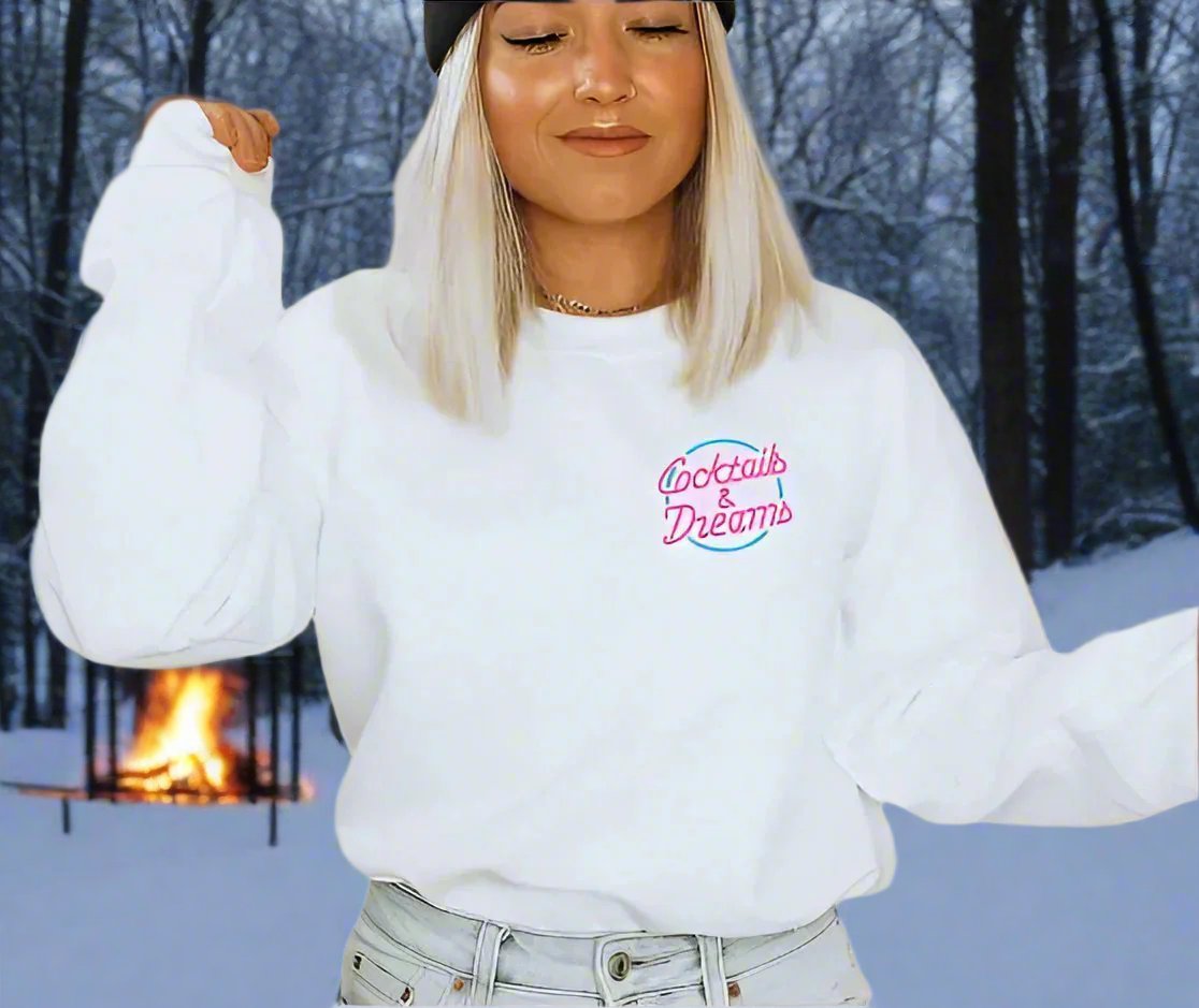 Cocktails and Dreams Embroidered Sweatshirt