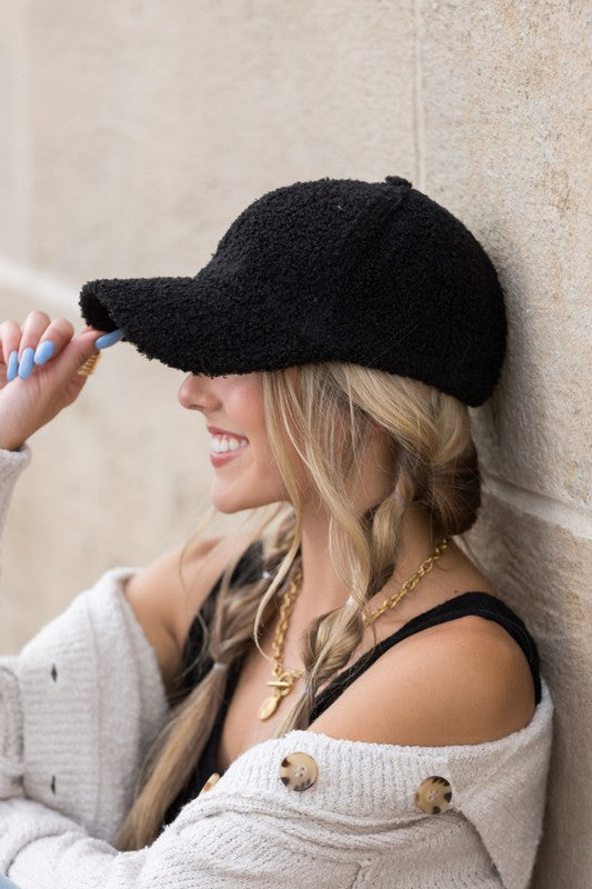 Boucle Sherpa Teddy Bear Knit Cap
