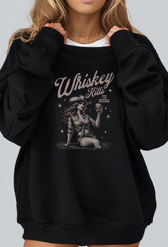 Whiskey Kills The Boredom Crewneck Sweatshirt 🥃🔥
